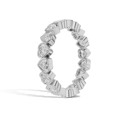 bezel set heart diamond band