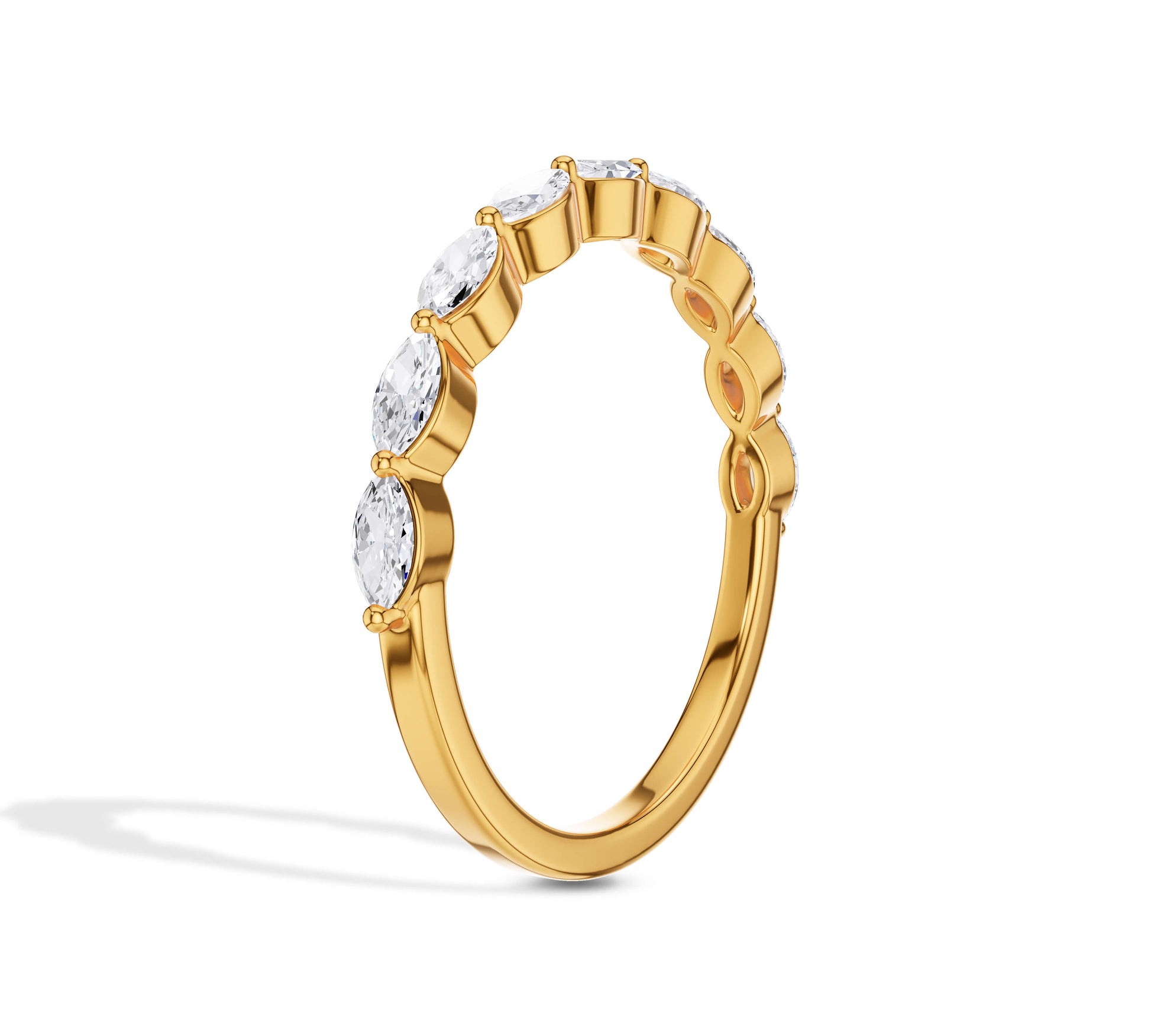 Yellow gold marquise eternity band for her