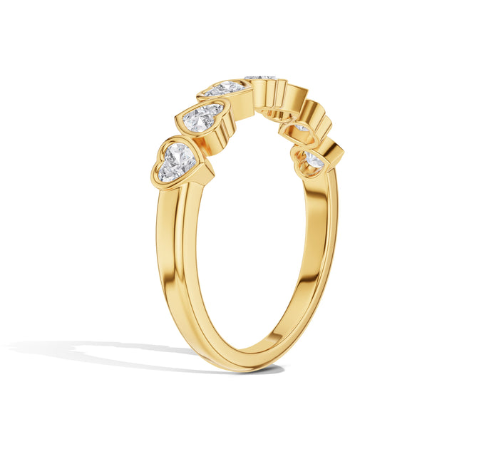 Heart Shape Bezel Set Eternity Wedding Ring
