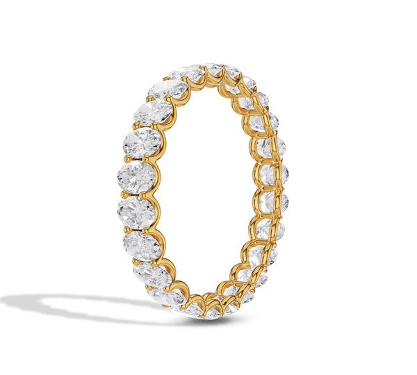 18K Yellow Gold Oval Cut Diamond Eternity Band Ring