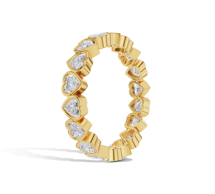 Heart Shape Bezel Eternity Wedding Band
