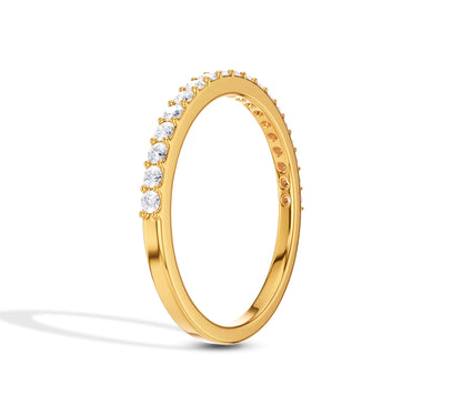 Yellow gold stacking ring with diamonds