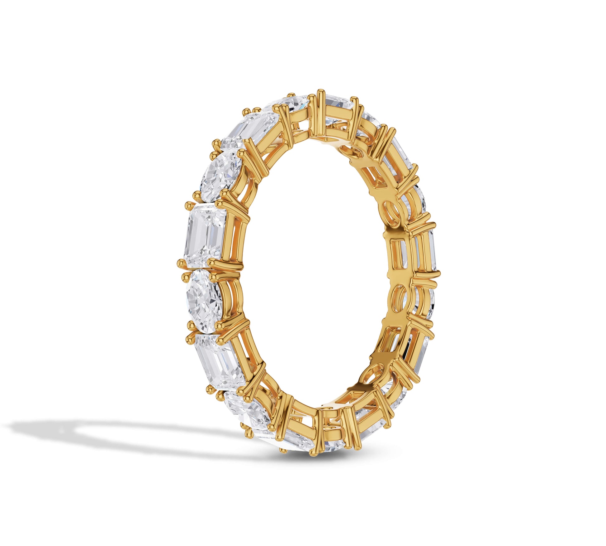 Designer mixed cut diamond ring in yellow gold