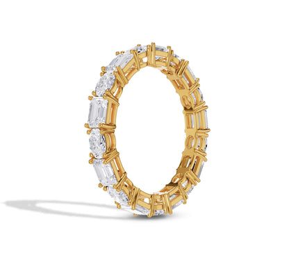 Designer mixed cut diamond ring in yellow gold