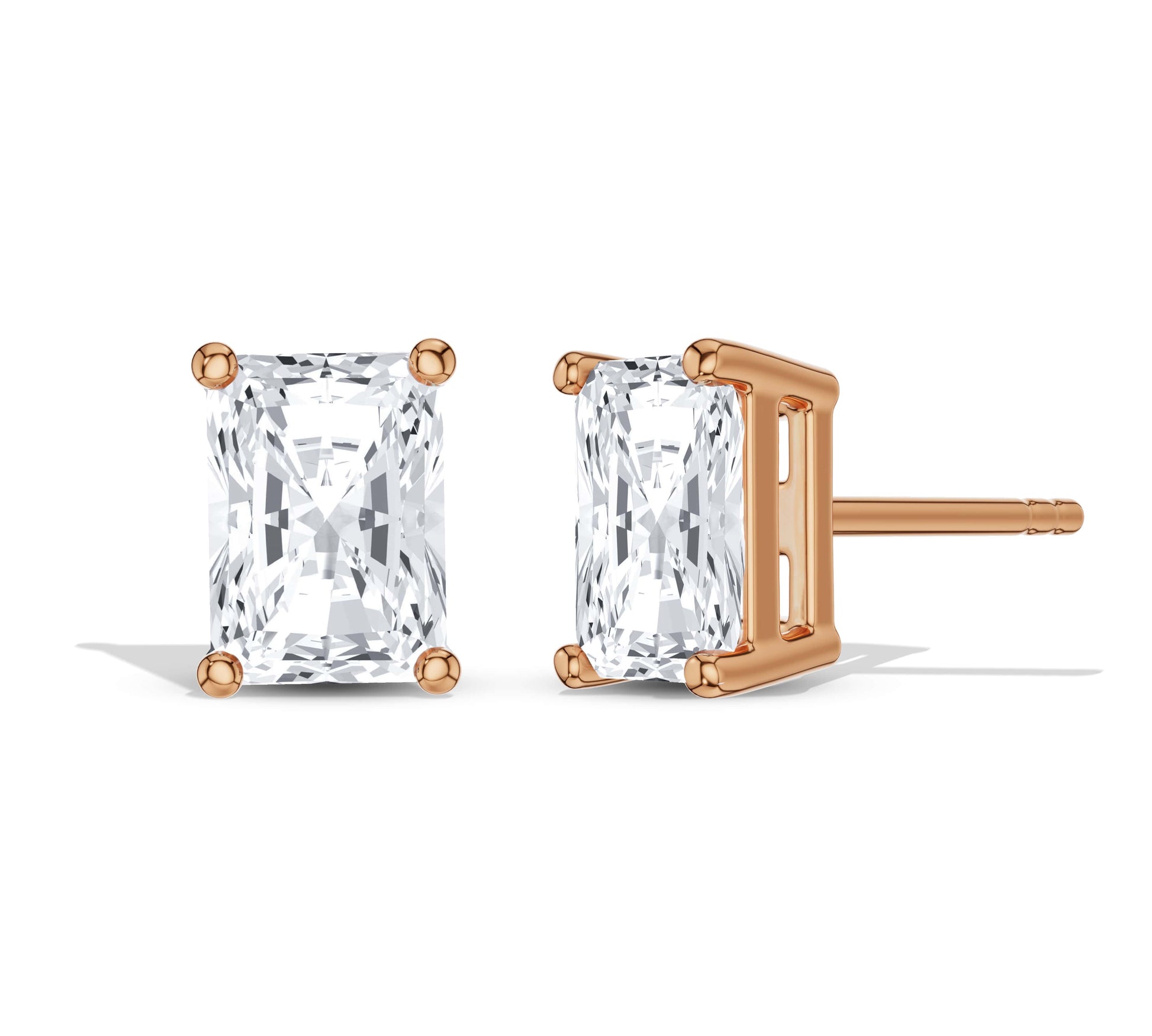 Yellow gold radiant diamond studs