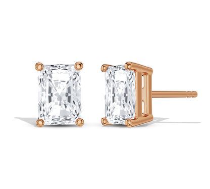 Yellow gold radiant diamond studs