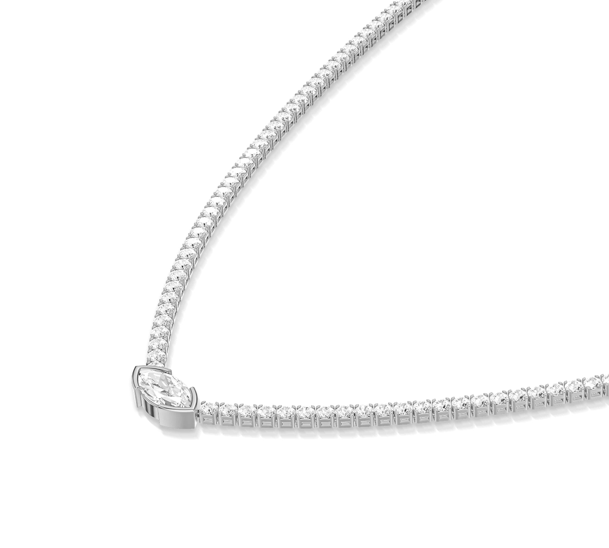 marquise solitaire with tennis necklace
