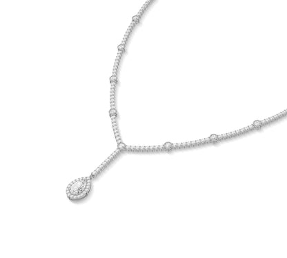 Elegant moissanite Y chain necklace in real gold
