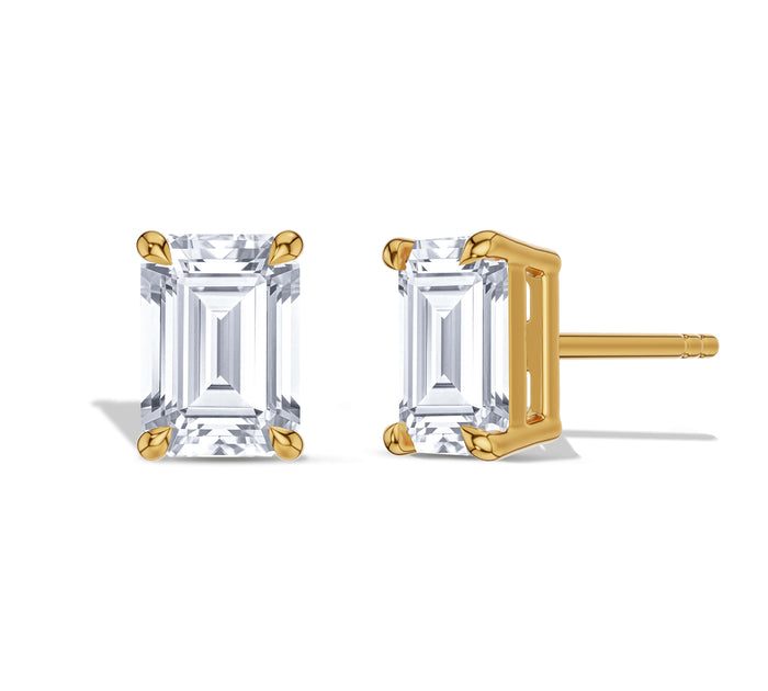 Emerald Cut Diamond Stud Earrings