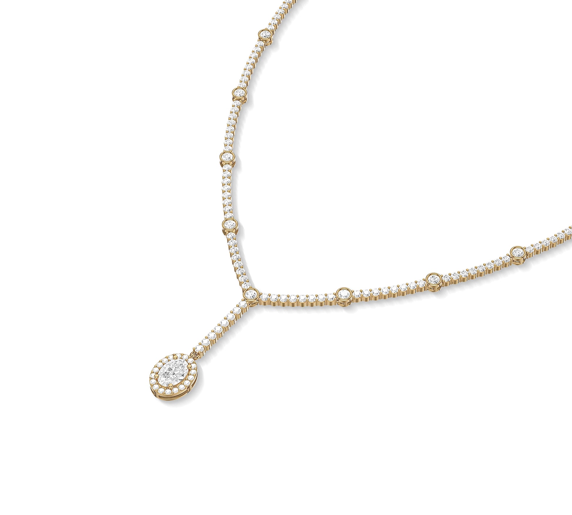 Elegant drop necklace with oval cluster charm