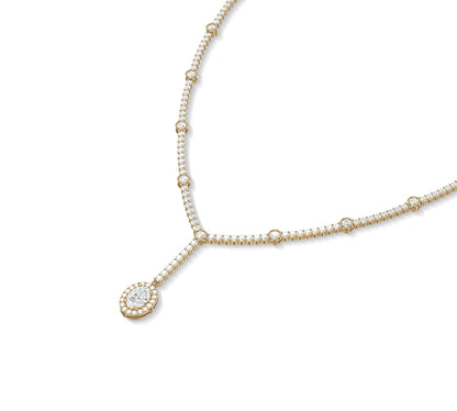 Elegant drop necklace with oval cluster charm