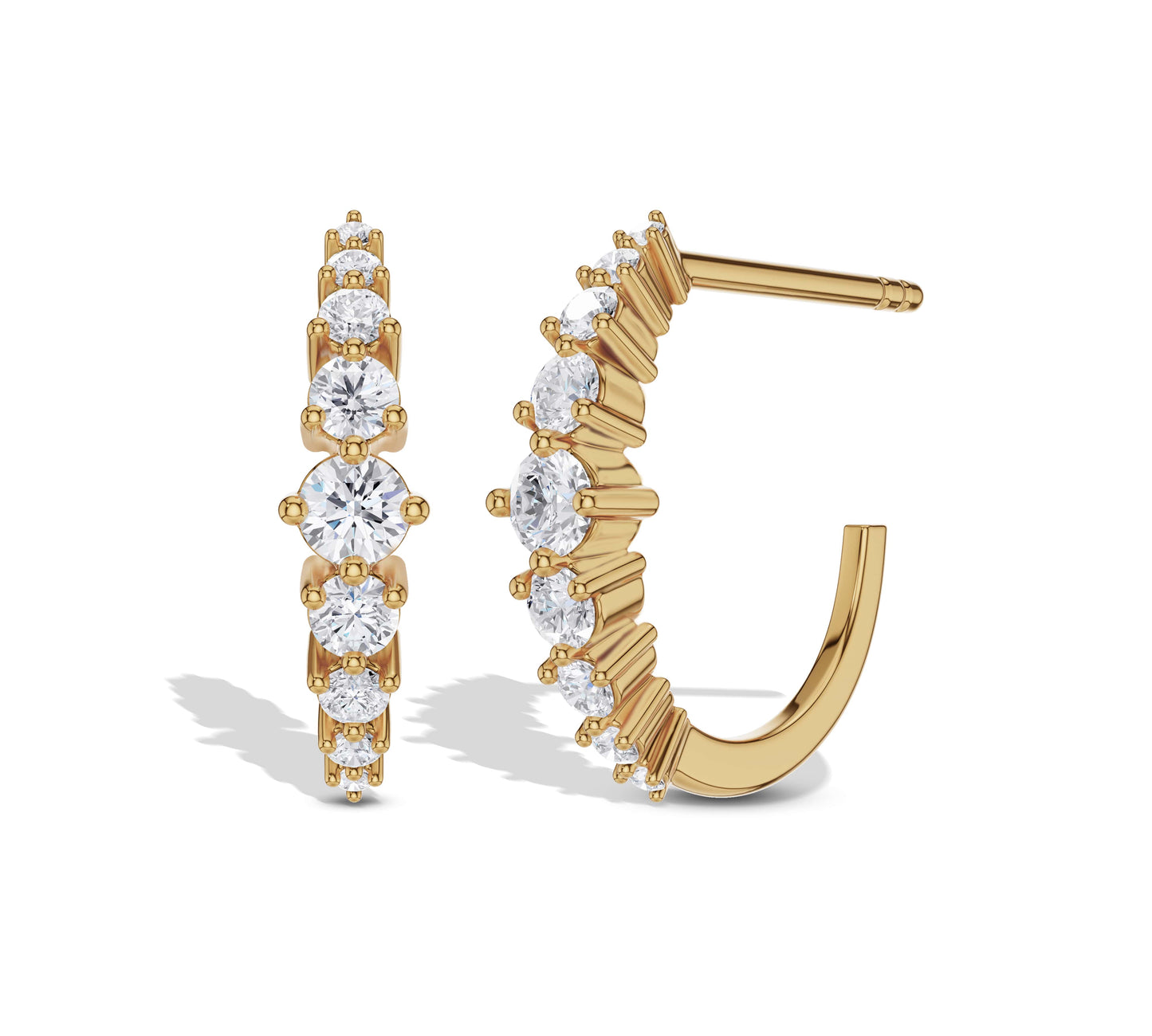 14K yellow gold hoops with lab-created diamonds