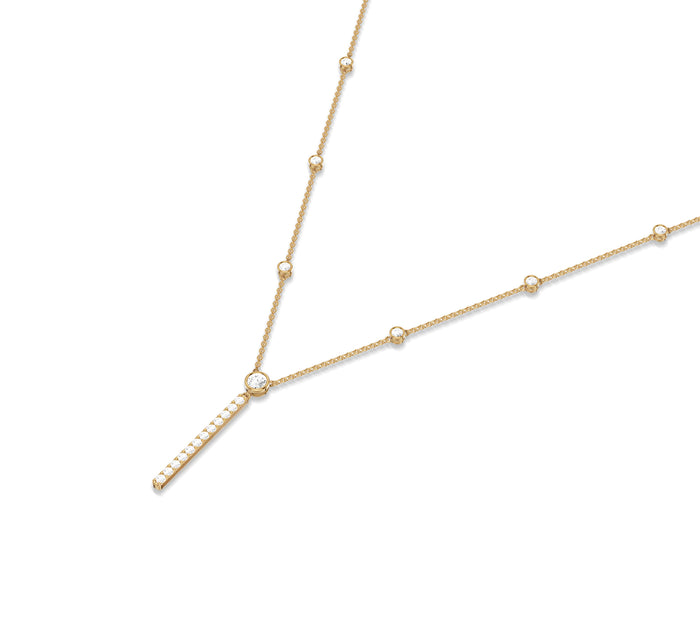 14k Yellow Gold Bezel Set Diamond Necklace