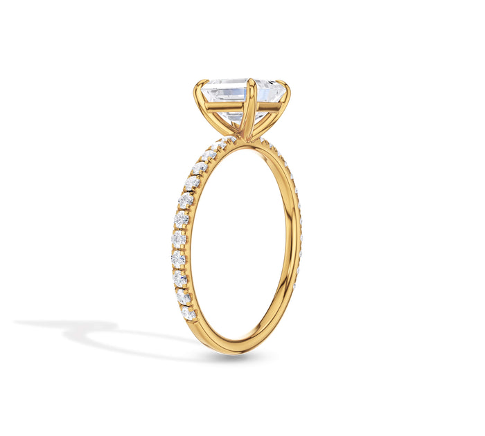 Ascher Cut Diamond Pave Engagement Ring
