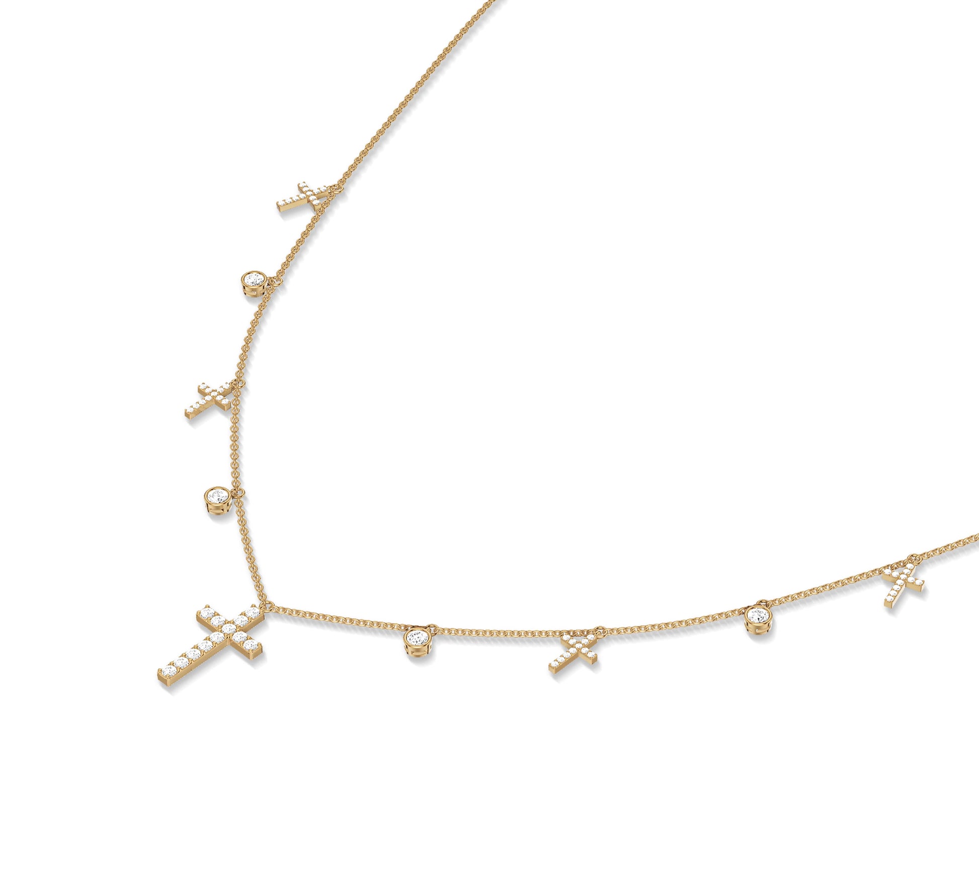 Yellow gold dainty choker with crosses