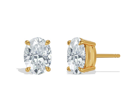 yellow gold oval diamond stud earrings