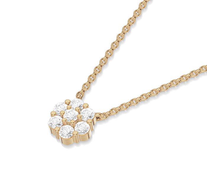 Floral Cluster Diamond Pendant Necklace