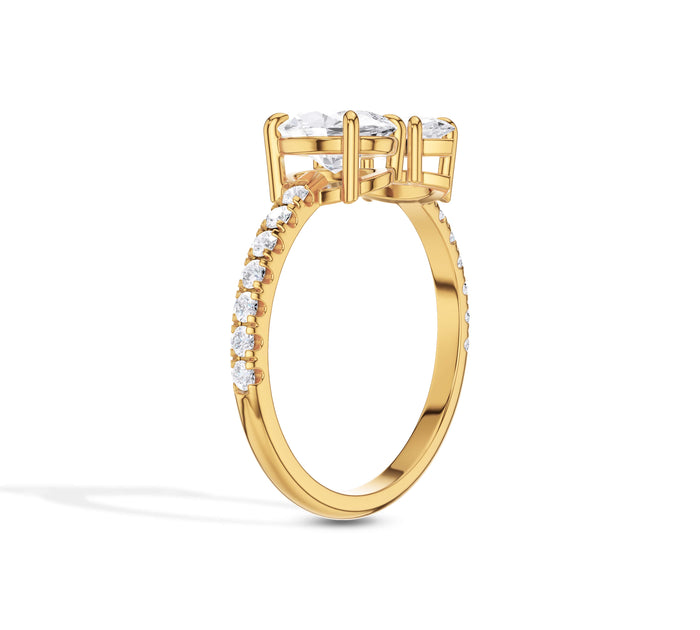 Marquise and Oval Pave Two Stone Engagement Ring