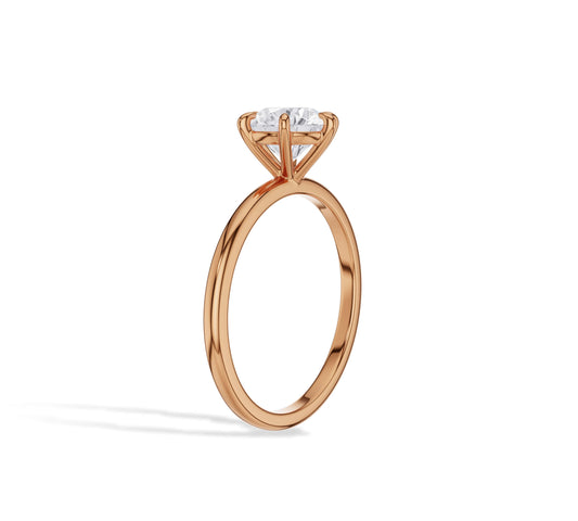 Rose gold six-prong solitaire diamond ring