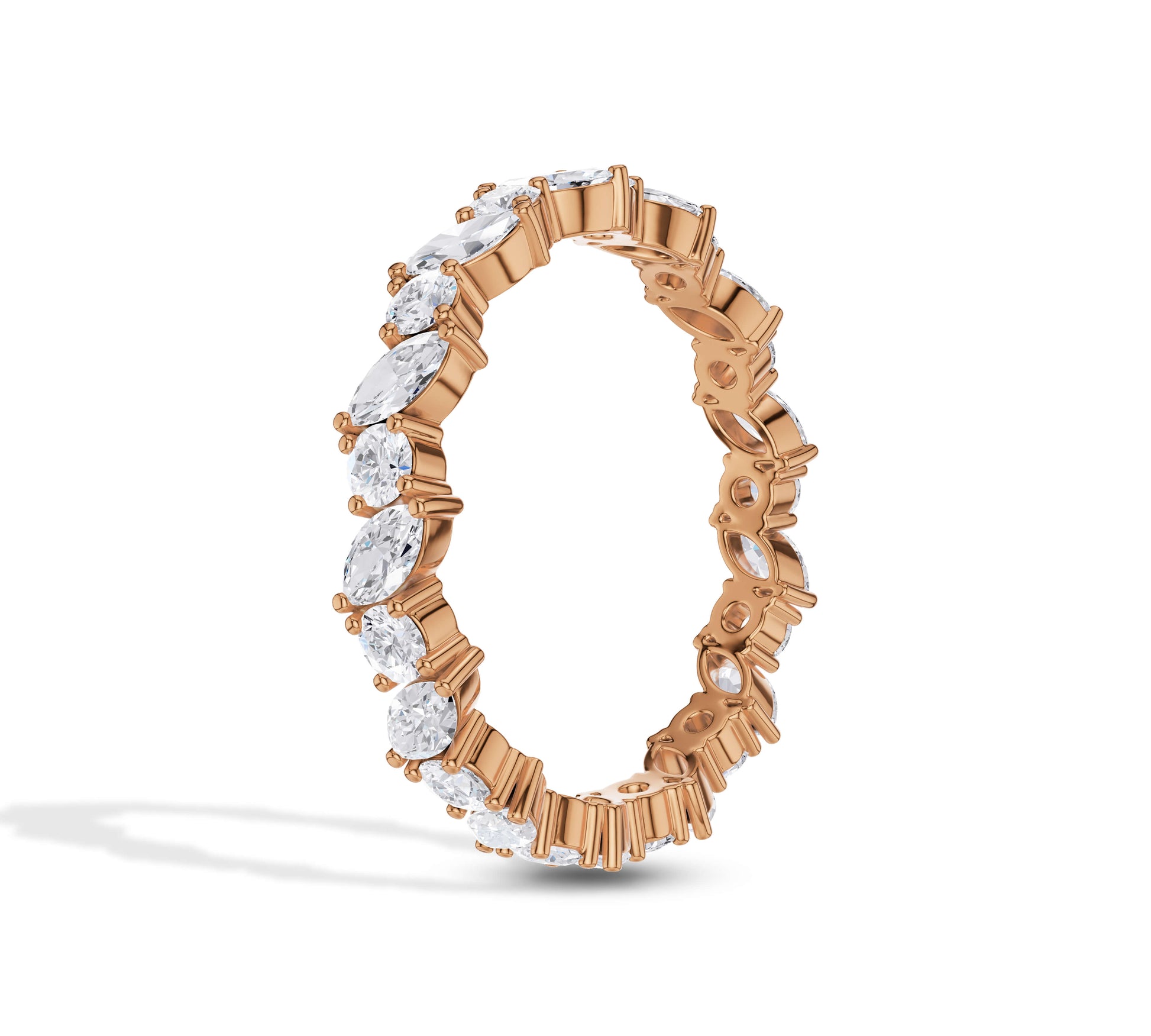 Modern bridal ring with marquise diamonds
