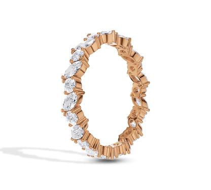 Modern bridal ring with marquise diamonds