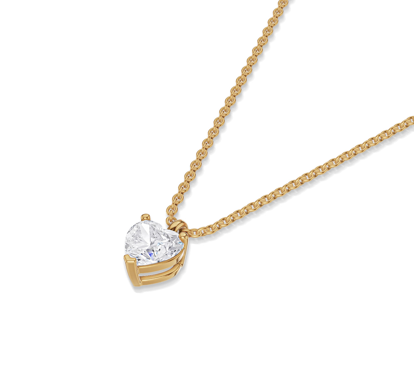 Heart Diamond Pendant Necklace Gold Solitaire