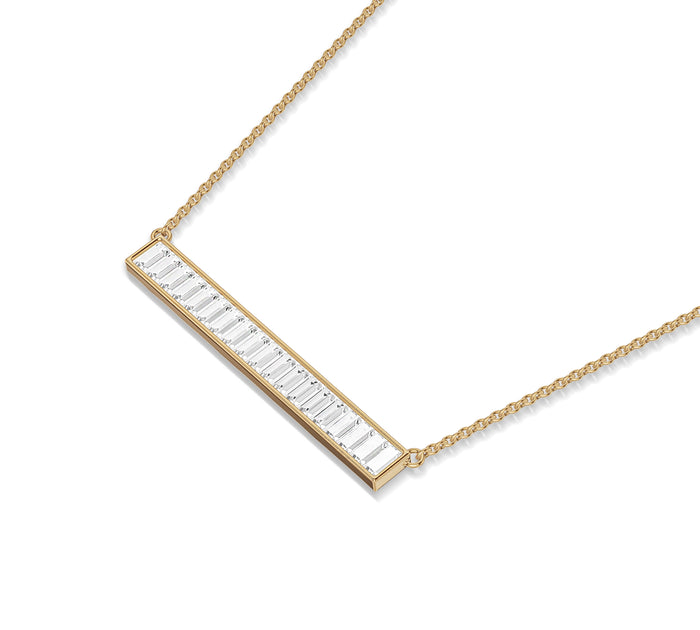 Baguette Diamond Bar Necklace in 14K Yellow Gold