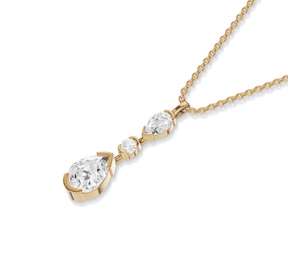 Vertical pendant with pear and round diamonds