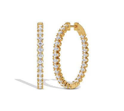 Round diamond hoops with full sparkle