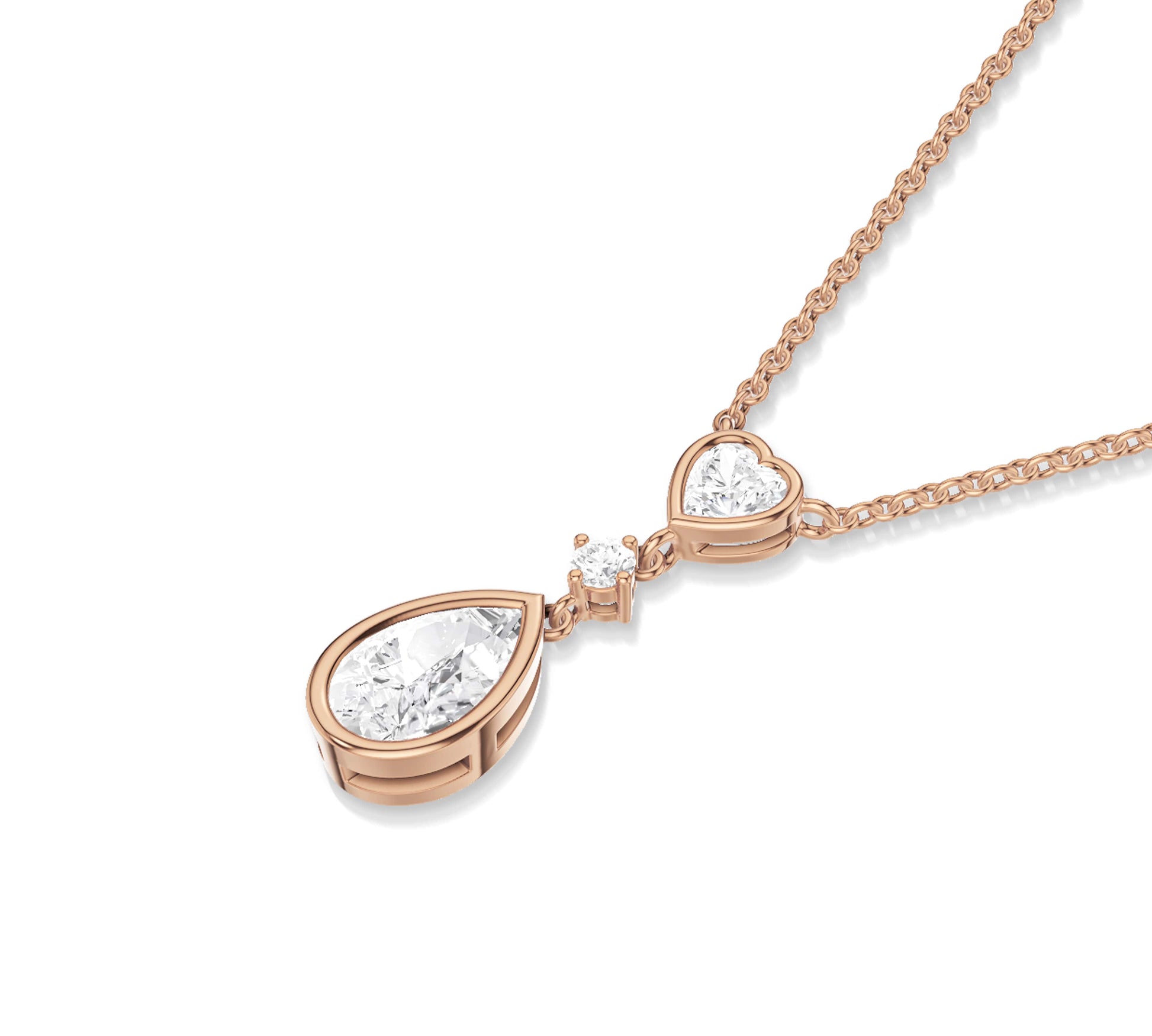 diamond necklace pendant pear and heart