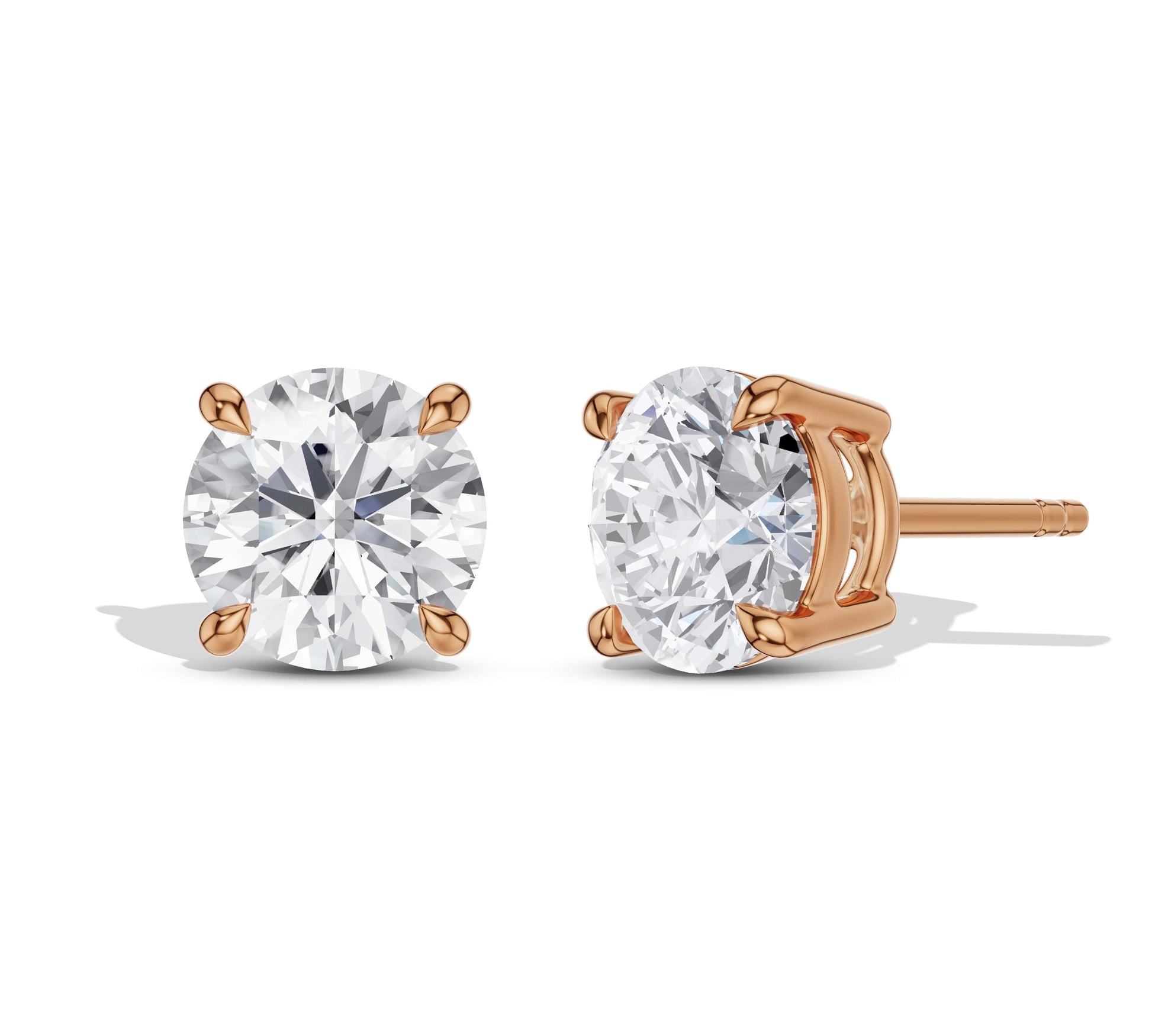 Rose gold diamond solitaire earrings