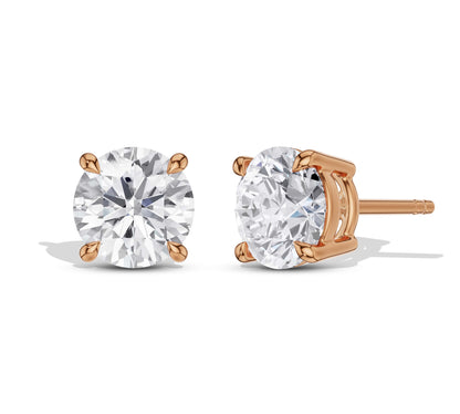 Rose gold diamond solitaire earrings