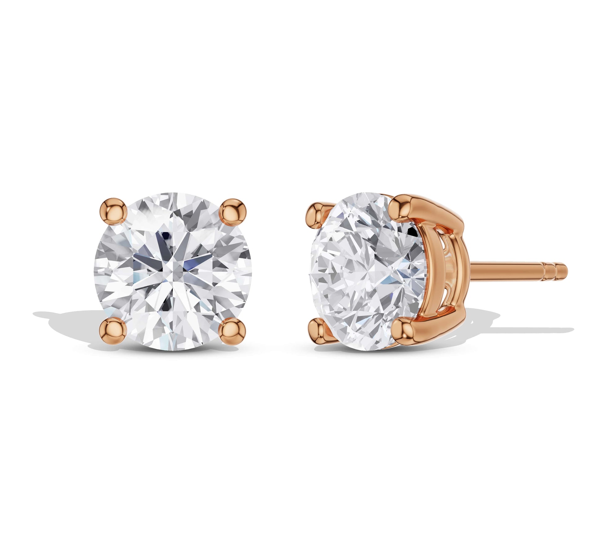 Rose gold round diamond studs