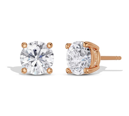 Rose gold round diamond studs