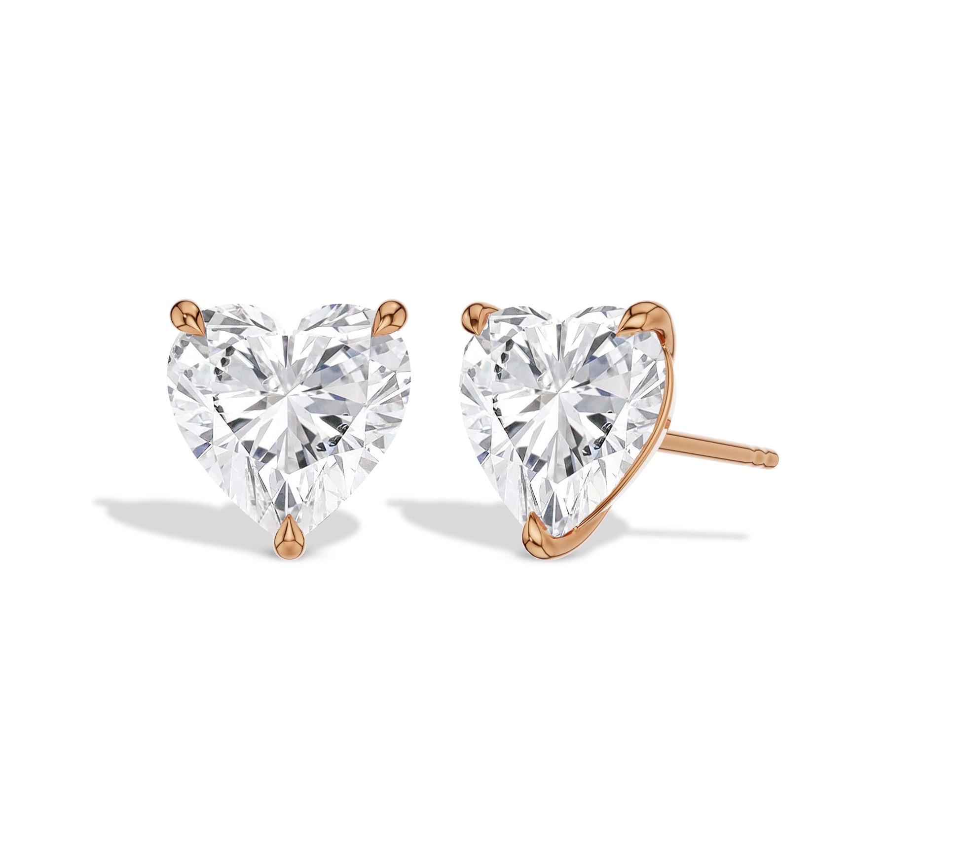 diamond heart earring studs