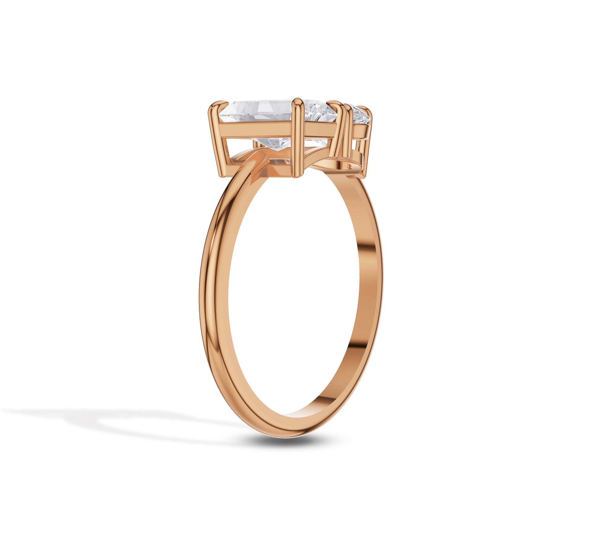 radiant and pear diamond tot et moi rings