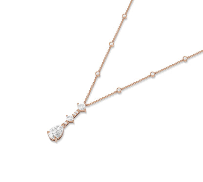 Stylish drop necklace with mixed cut diamonds