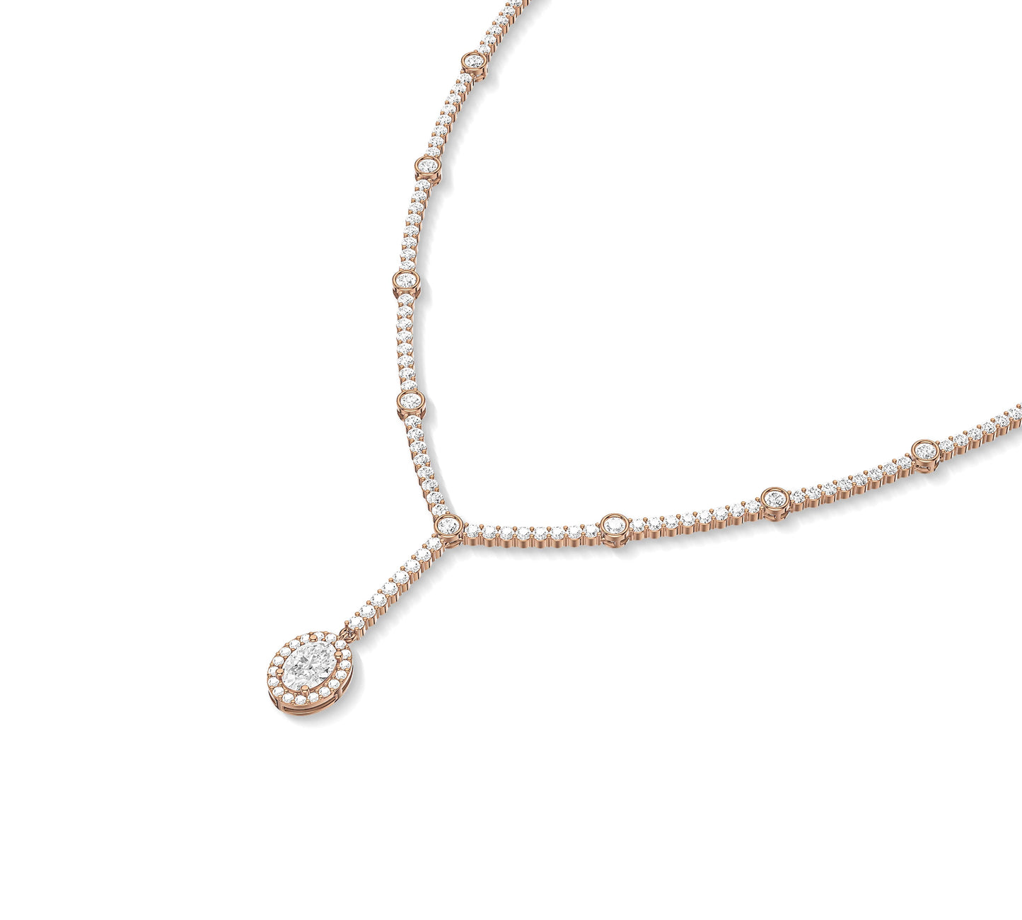 Oval shape cluster pendant in luxurious gold