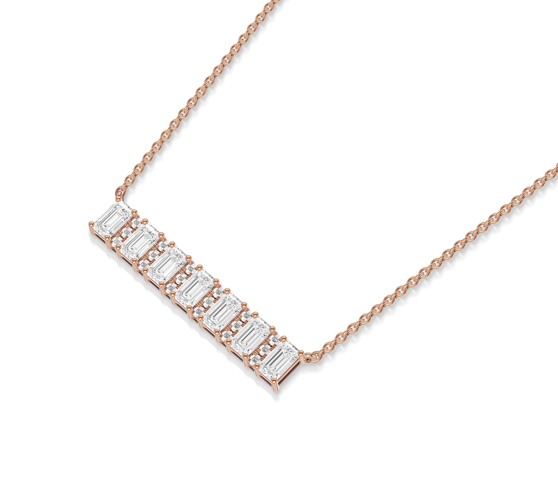 Minimalist gold chain with diamond bar charm
