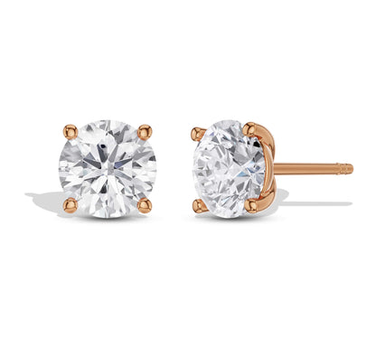 Sparkling round-cut diamond studs in 14k gold