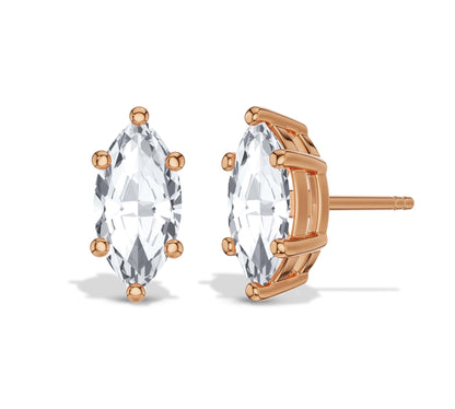 Marquise Diamond Stud Earrings Six Prong