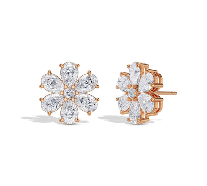 round and pear diamond stud earrings