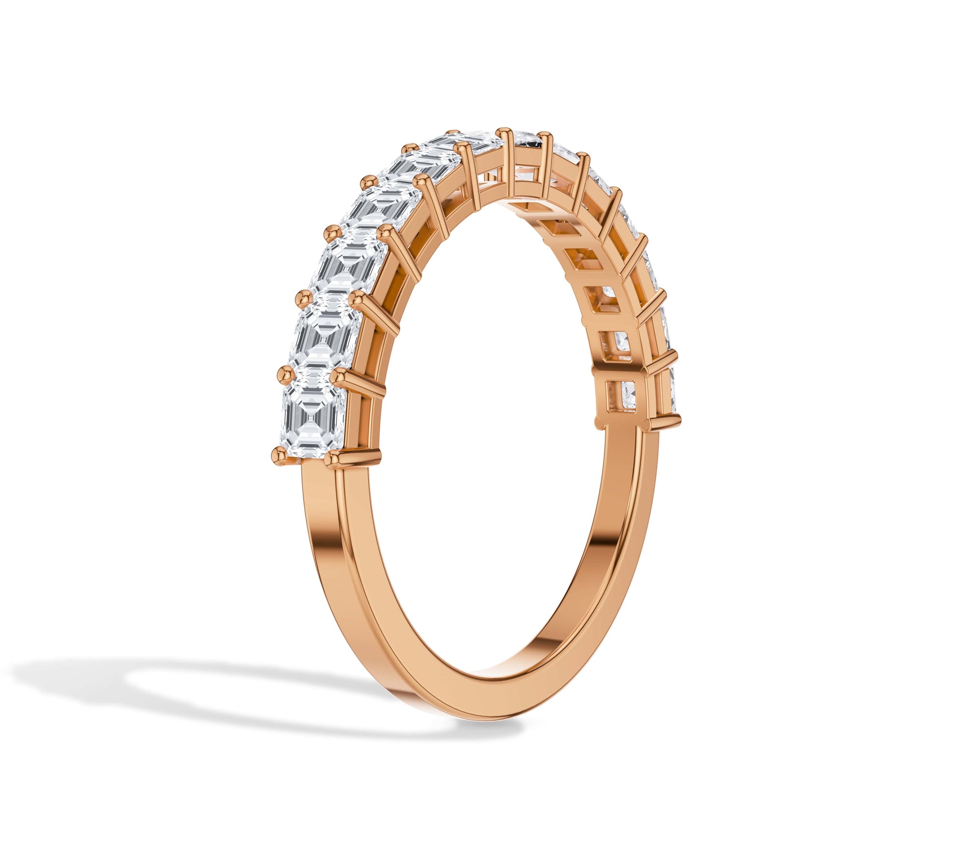 asscher cut anniversary band in rose gold