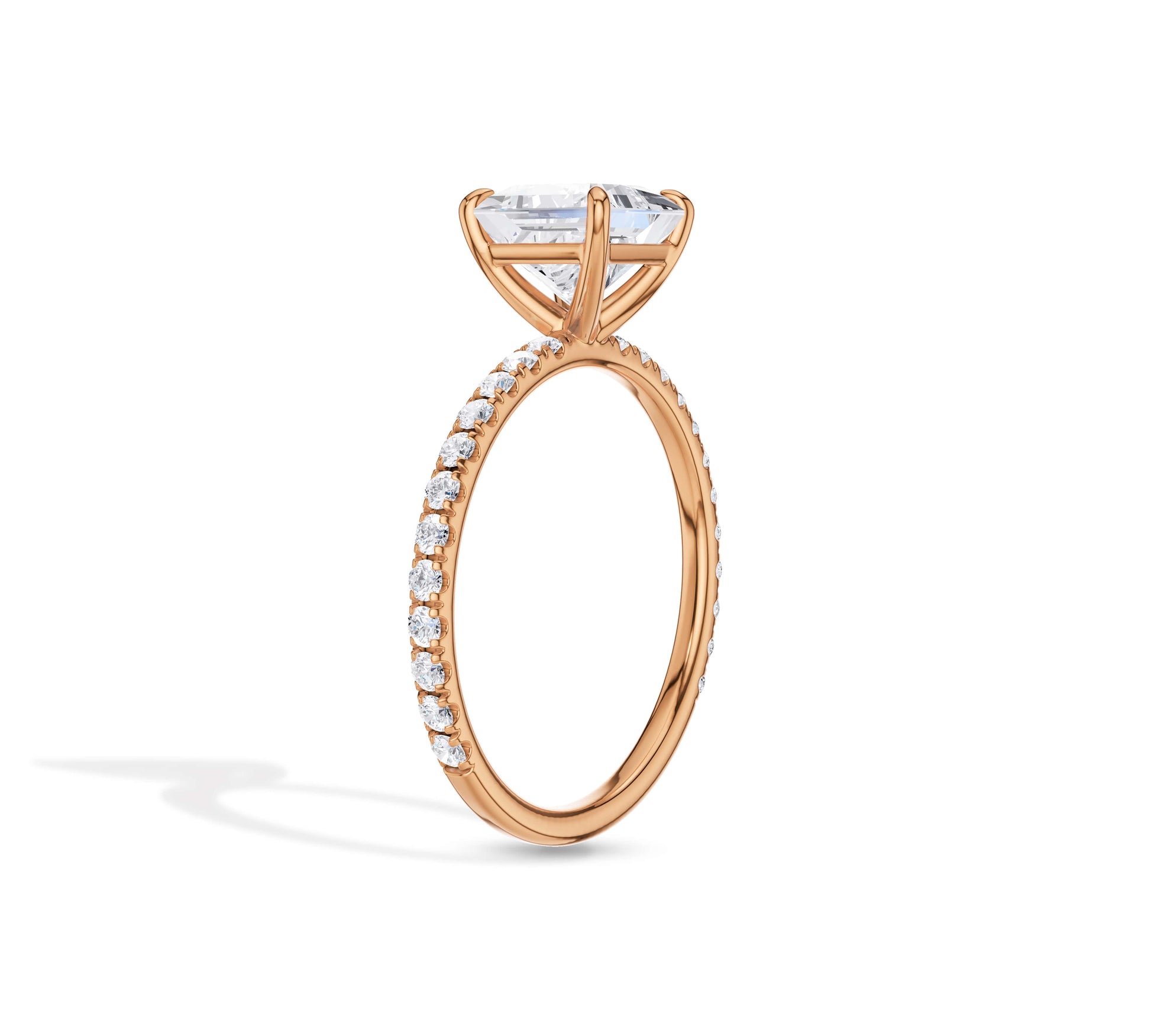 Romantic princess engagement ring in rose gold