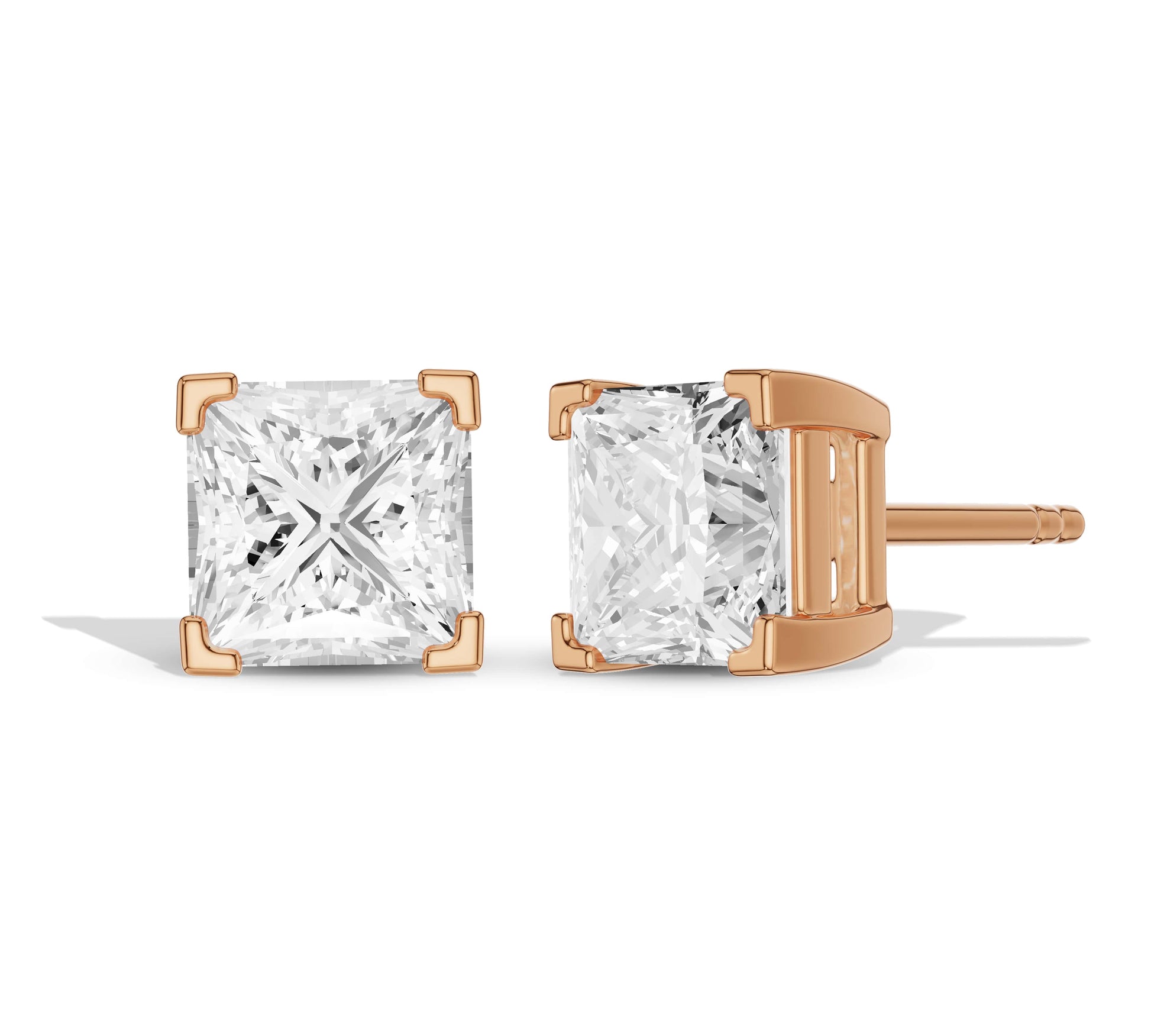 Geometric diamond stud earrings
