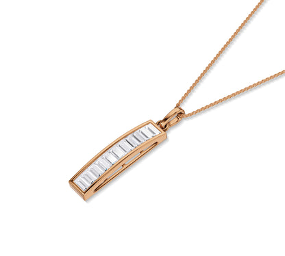 Lab diamond baguette pendant in polished Rose gold