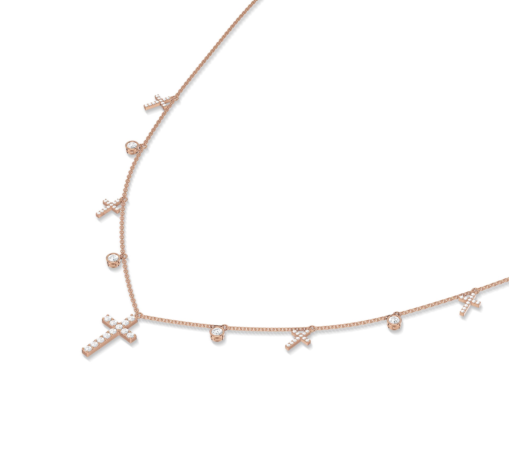 Diamond bezel and cross design necklace