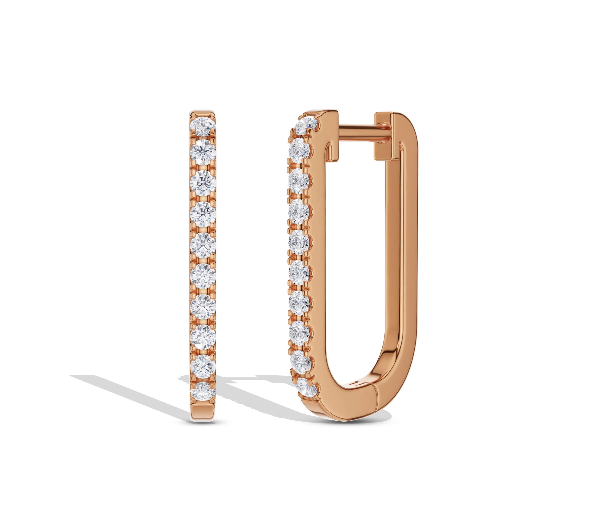 Minimal gold earrings with full pave setting