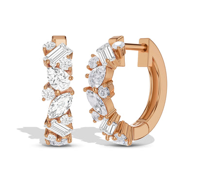 Bold and sparkly huggie hoops with diamond mix