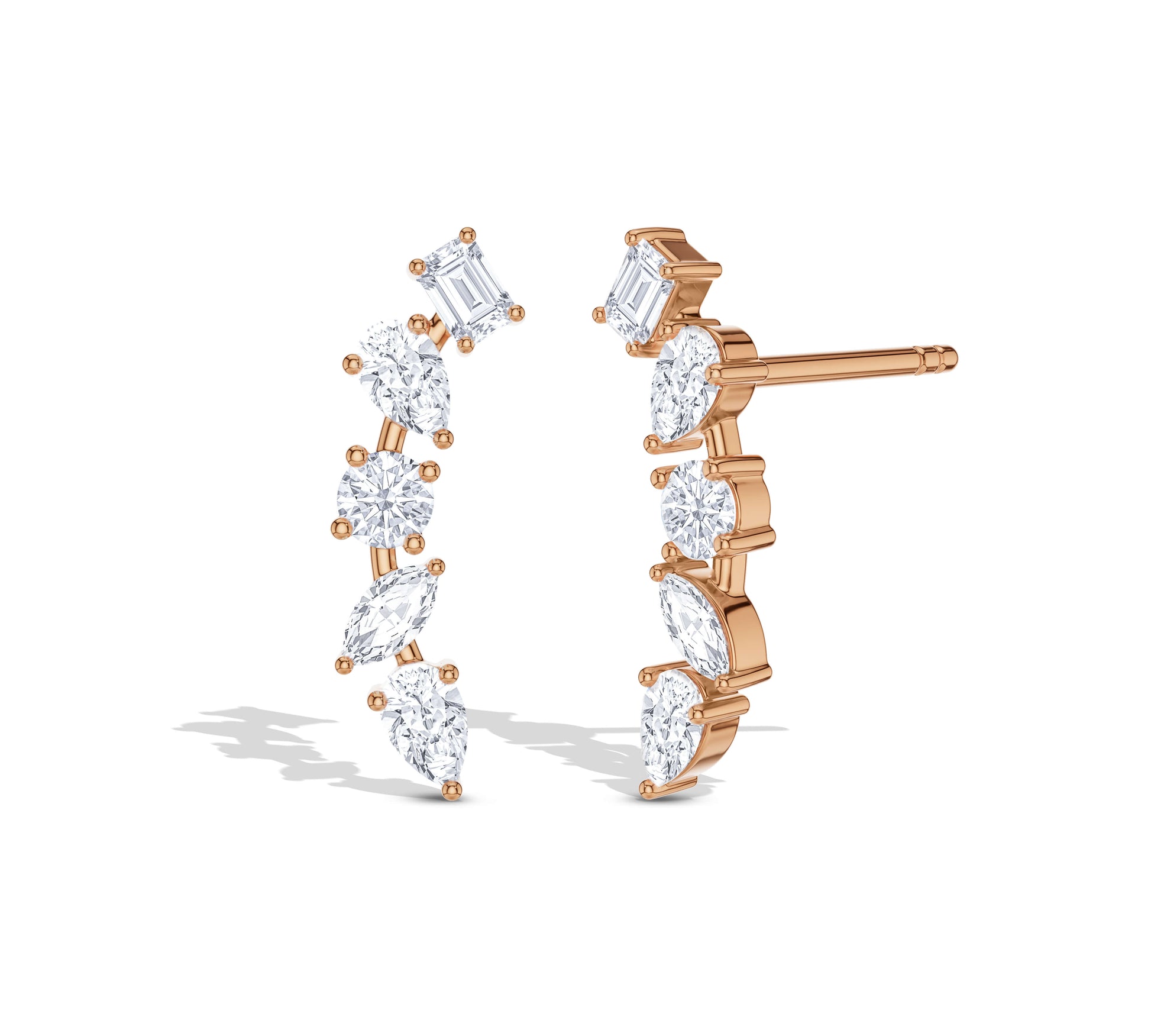 Subtle sparkle climber earrings in gold